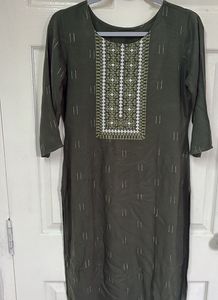 Striaght Kurta- Green Colour