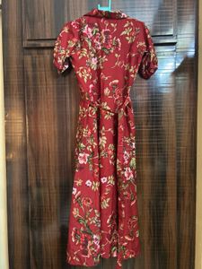 Maroon Floral Dress .