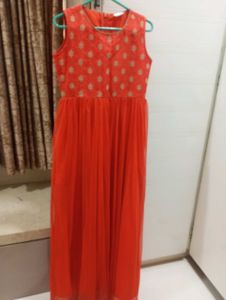 Orange Gold-Embroidered Dress