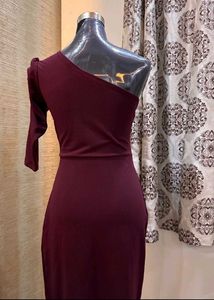 Marron Slit Partywear Dress