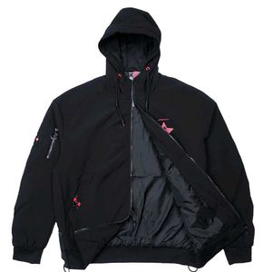 Black Graphic Print Windbreaker
