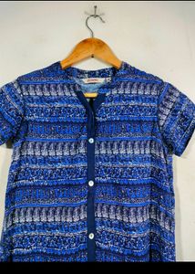 Blue Printed Casual Kurta