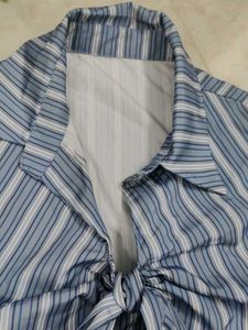 Knotted Placket Shirt Top
