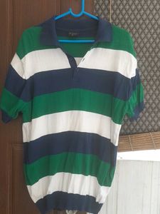 Striped Polo Shirt - Green, White, Navy
