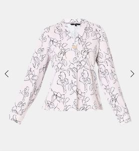 Veromoda Offwhite Floral Print Collared Shirt Top