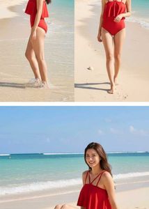 Red Ruffled One-Piece Swimsuit