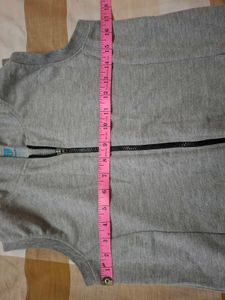 Red and Gray Sleeveless Hoodie