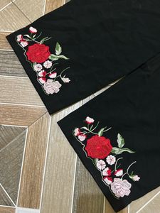 Embroidered Black Trousers