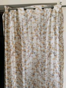 Floral Printed Satin Nude Shade Curtain.For Door