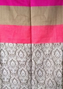Pink &amp; Gray Printed Saree