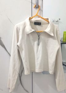 Ribbed Full Sleeves White Top Wore Only Twice