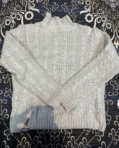 Gray Cable Knit Turtleneck