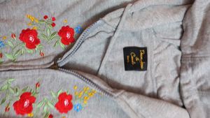 Gray Fleece Zip-Up short Hoodie