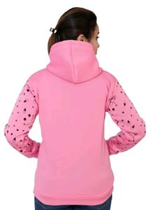 Pink Smile Print Hoodie