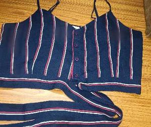 Striped Crop Top with Tie