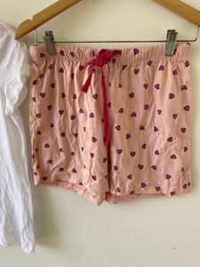 White &amp;Peach Shorts Set size M
