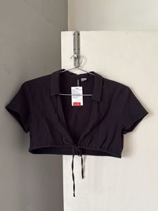 Black Tie Up Crop Top