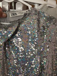 ✨ZARA Shimmering FULL Silver Sequin Dress