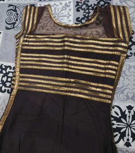 Brown &amp; Gold Embellished Dress