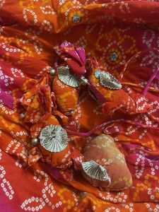 Bright Orange &amp; Pink Bandhani Dress