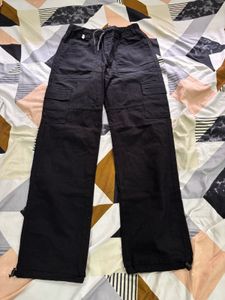 Black Straight Fit Cotton Pant For Women!!