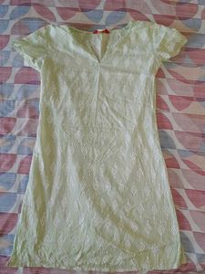 Green Embroidered Mini Dress