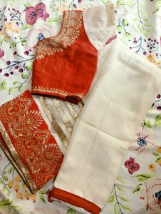 Lehnga Choli White and Red