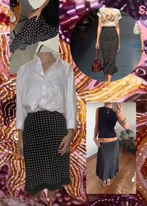 Vintage Trendy 2025 Polka Dot Midi Skirt