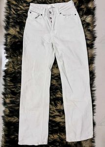 H&M WHITE STRAIGHT FIT JEANS