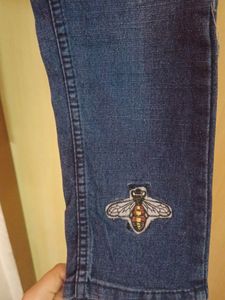 Dark Blue ,Mid Rise Skinning Jeans With Patch Work