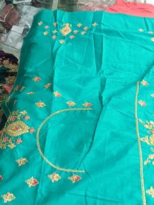 Elegant Red Embroidered Lehenga Saree