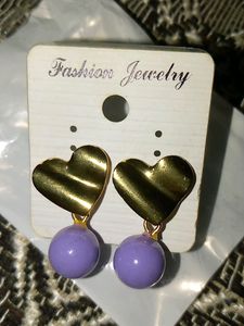 Trendy Golden Heart With Pearl Drop Korean Earring