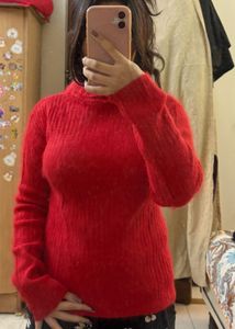 Red Knit Turtleneck Sweater