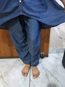 Denim Pajama Set up down dress plazo saath mein