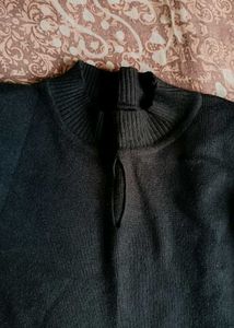 Black Knit Top with White Sleeves