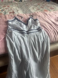 Beautiful White Blue strips Jumpsuit