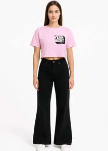 Shein Crop Top With Rodaster Grey Bootcut Jeans
