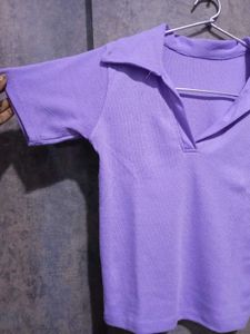 Polo Neck Top, Tunic - Crop Top For Women T-shirt