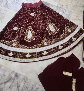 beautiful maroon zaridozi work lehenga velvet ♥️ f