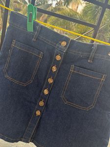 Denim Button-Front Mini Skirt