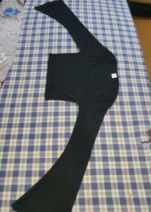 Square Neck Bell Sleeve Sinched Waist Black top