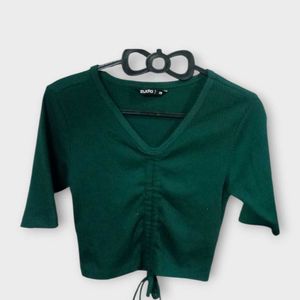 Zudio Green Ruched Crop Top