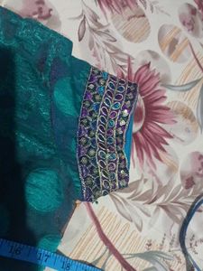 Teal &amp; Purple Embellished Saree With Blouse