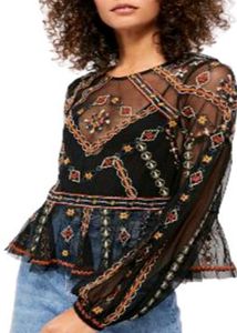 ZARA -Embroidered Peplum Top