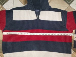 Striped 1/4 Zip Pullover Sweater