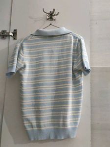 Striped Polo Knit Top