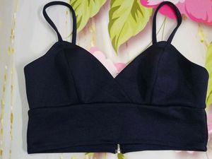 (1100)Navy Blue Cropped Tank Top