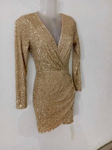 Sparkling Gold Sequin Party Dress