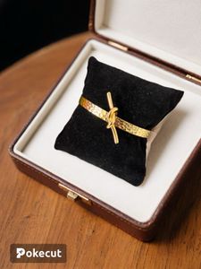 Anti Tarnished Gold Knot Bangle Bracelet