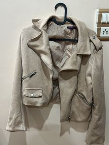 Tan Cropped Suede Jacket